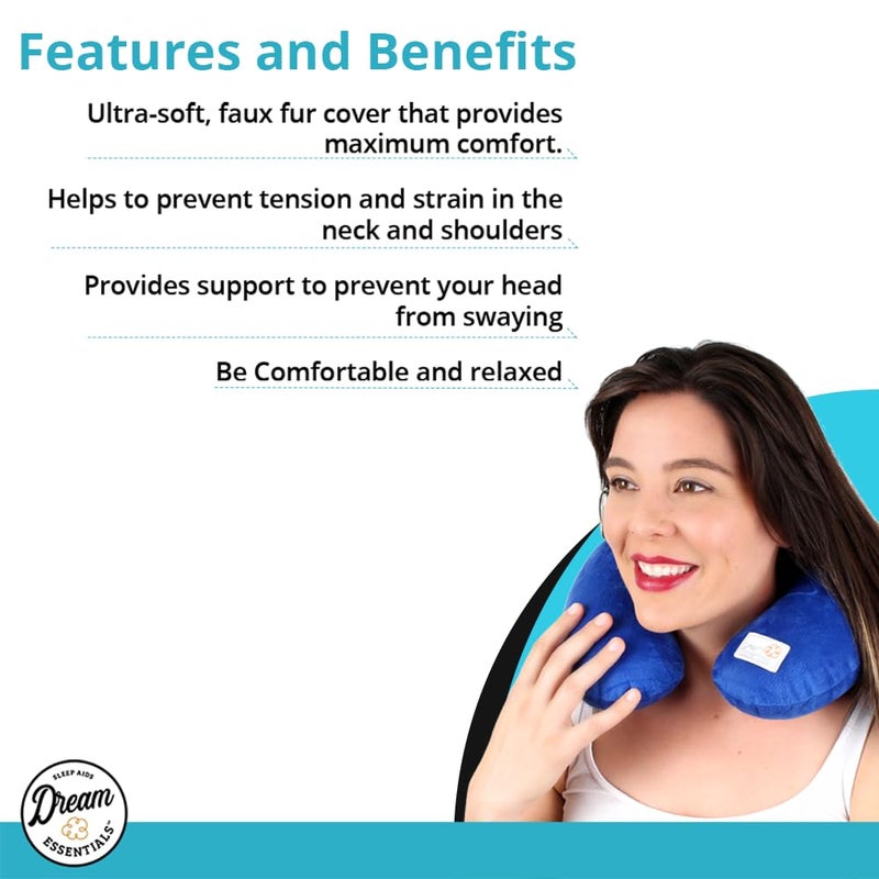 Dream Essentials Wild Essentials Inflatable Travel Neck Pillow, U-Shape with Washable Soft Cover (Purple) - Image 3